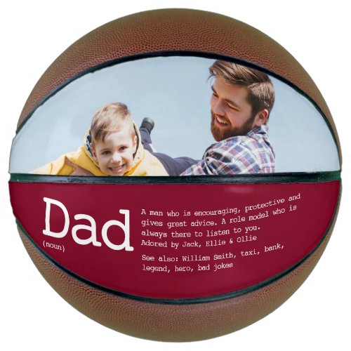 Personalized Dad Definition Photo Burgundy Basketball