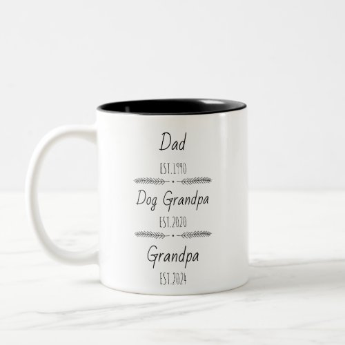 Personalized Dad Dog Grandpa Est Custom Year Two_Tone Coffee Mug