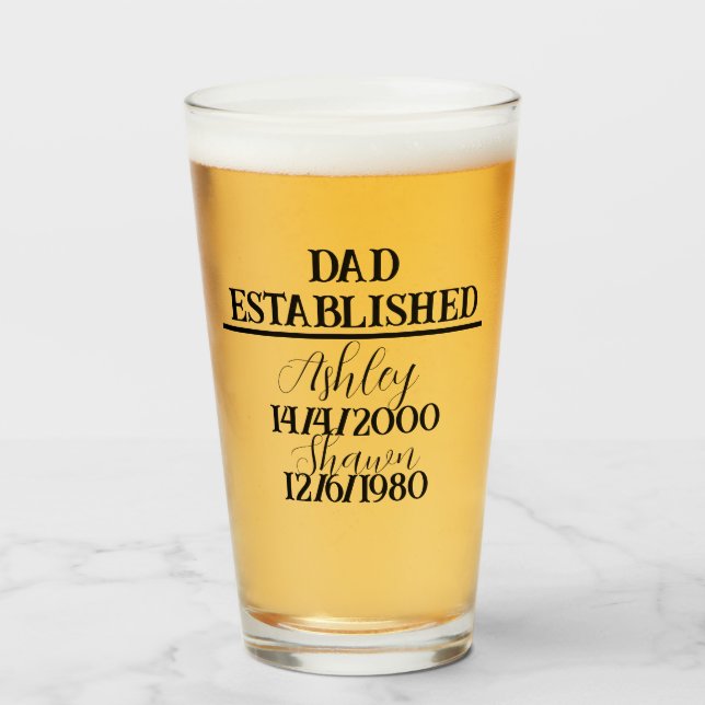 Personalized dad est father's day ,birthday  glass (Front Filled)
