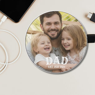 Personalized Dad EST Photo Card Wireless Charger