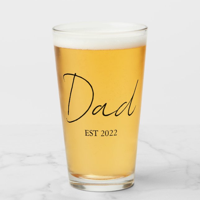 Personalized "Dad EST. [Year]" Glass Cup (Front Filled)
