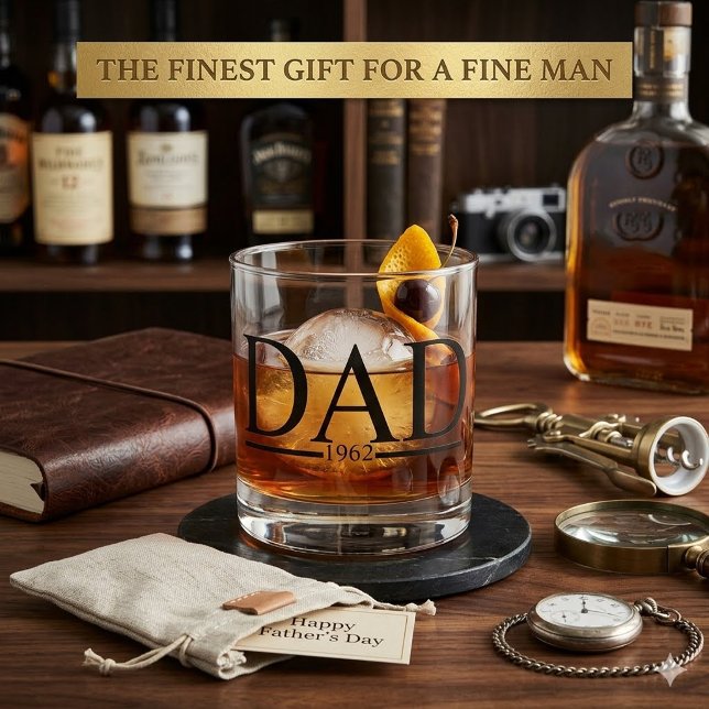 Personalized "DAD" Est. Year Whiskey Glass  (Creator Uploaded)