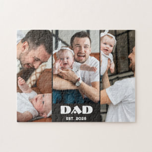 Personalized Dad Established 3-Photo Collage Jigsaw Puzzle
