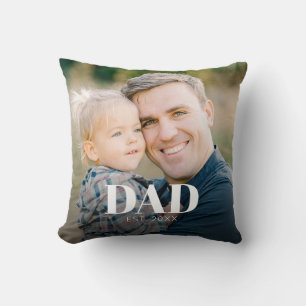 Personalized Dad Established Fathers Day Photo Throw Pillow