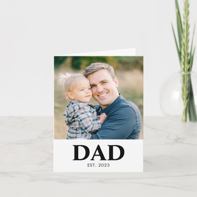 Personalized Dad Established Photo Fathers Day Card (Front)