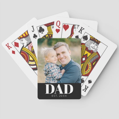 Personalized Dad Established Photo Fathers Day Poker Cards