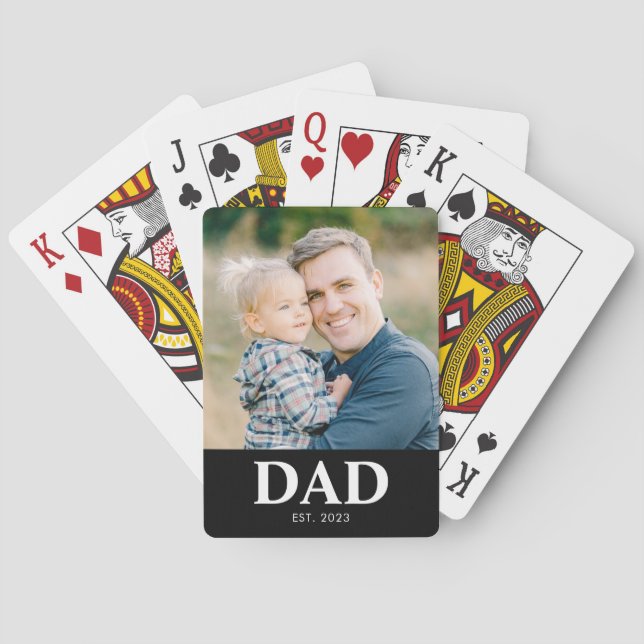 Personalized Dad Established Photo Fathers Day Poker Cards (Back)