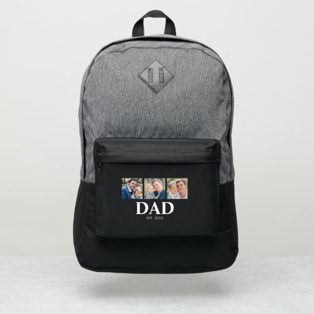 Personalized Dad Established Year 3 Photo Port Authority® Backpack (Front)