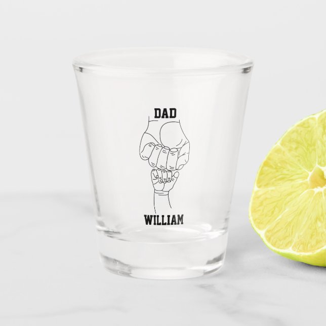 Personalized Dad Father Daddy Gift with Kid's Name Shot Glass (Front)