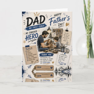 Personalized Dad First Coach Greeting Card