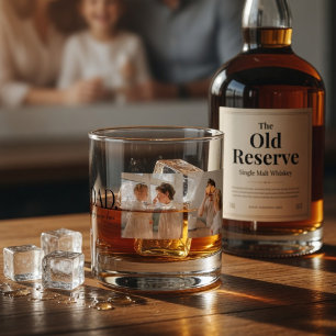 Personalized Dad Forever Hero Photo Whiskey Glass