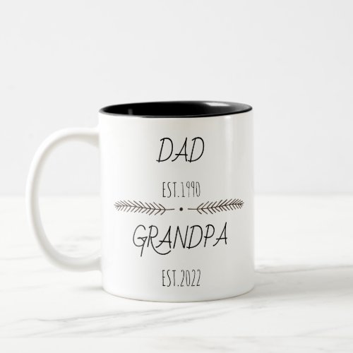 Personalized Dad Grandpa Est Custom Year Two_Tone Coffee Mug