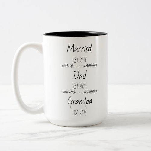 Personalized Dad Grandpa Est Custom Year Two_Tone Coffee Mug