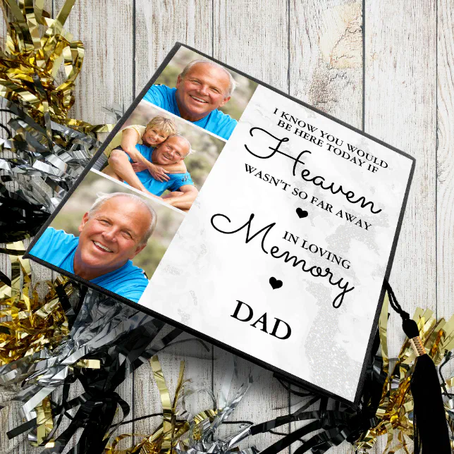 Personalized DAD In Loving Memory 3 Photo Collage Graduation Cap Topper ...