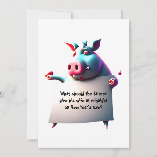 Personalized Dad Joke Funny Pig New Years Card