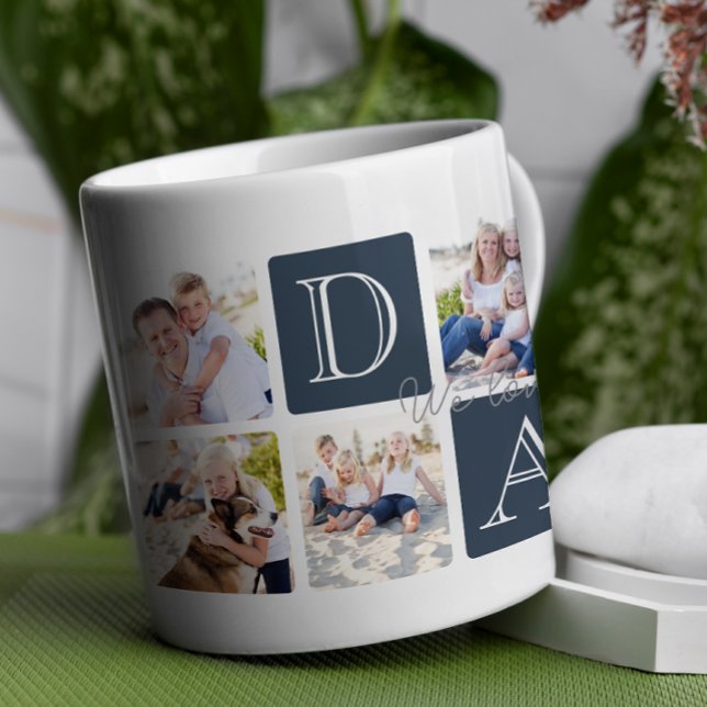 Personalized Dad Love 7 Photo Collage Coffee Mug (Celebrate Dad with a timeless and elegant design that’s as special as he is! )