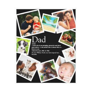 Personalized Dad Name Definition 9 Photo Collage Canvas Print