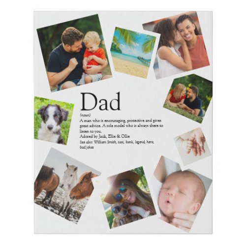 Personalized Dad Name Definition 9 Photo Collage Faux Canvas Print
