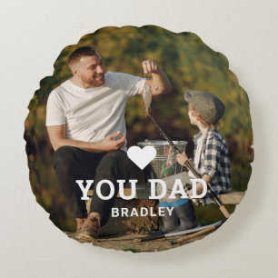 Personalized Dad Photo and Names Round Pillow