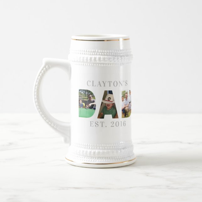 Personalized DAD Photo Beer Mug Stein (Left)