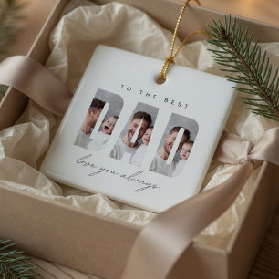 Personalized Dad Photo Christmas Best Dad Ceramic Ornament