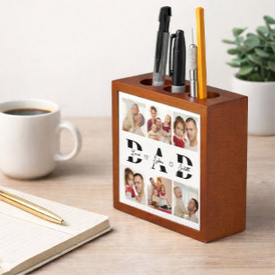 Personalized Dad Photo Collage Desk Organizer
