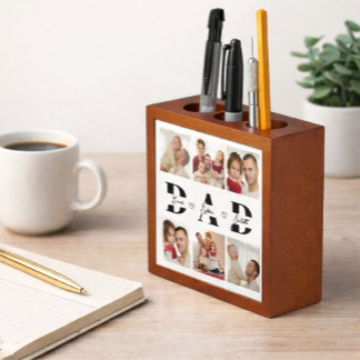 Personalized Dad Photo Collage Desk Organizer