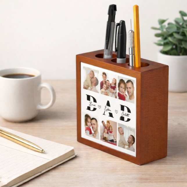 Personalized Dad Photo Collage Desk Organizer (Creator Uploaded)
