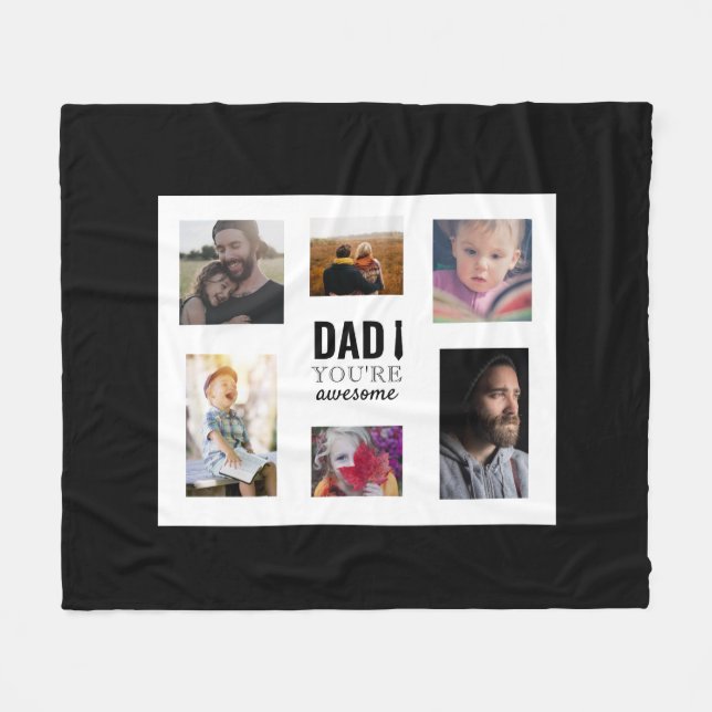 Personalized Dad Photo Collage Father's Day  Fleece Blanket (Front (Horizontal))