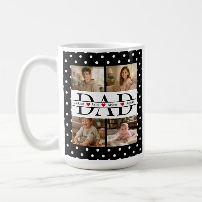 Personalized Dad Photo Collage & Kids Name Coffee Mug (Left)