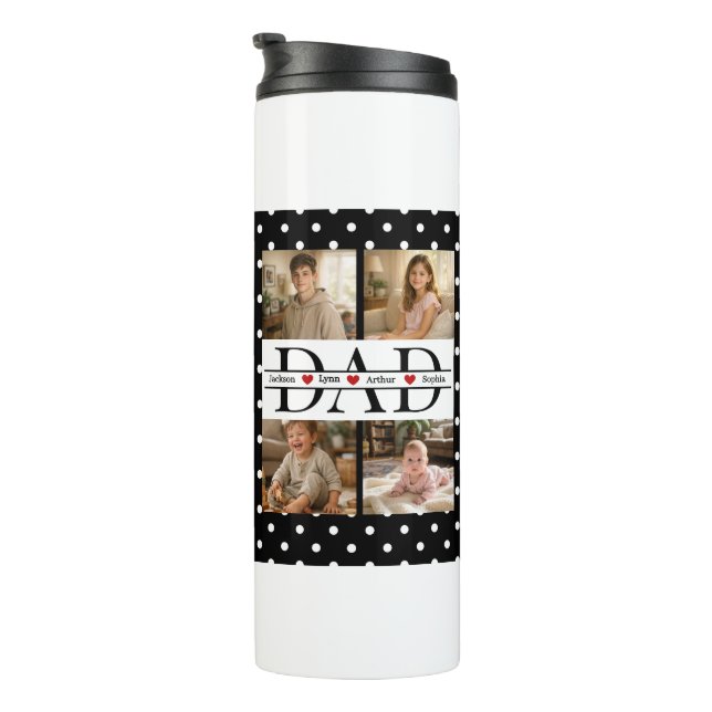 Personalized Dad Photo Collage & Kids Name Thermal Tumbler (Rotated Right)