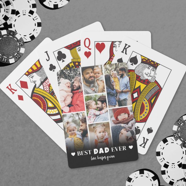 Personalized Dad Photo Collage Poker Cards (Personalized Dad Photo Collage Father Poker Cards)