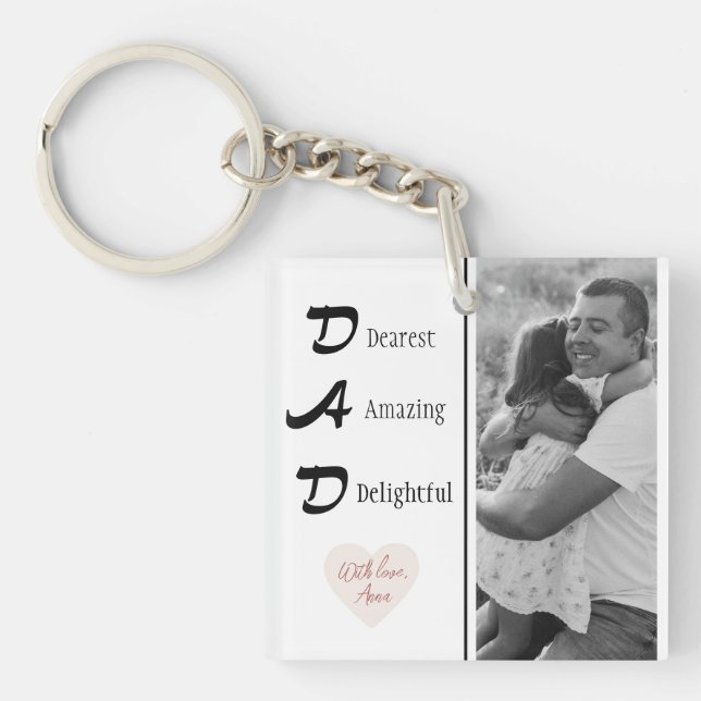 Personalized Dad Photo Keychain| Fathers Day Keychain (Front)