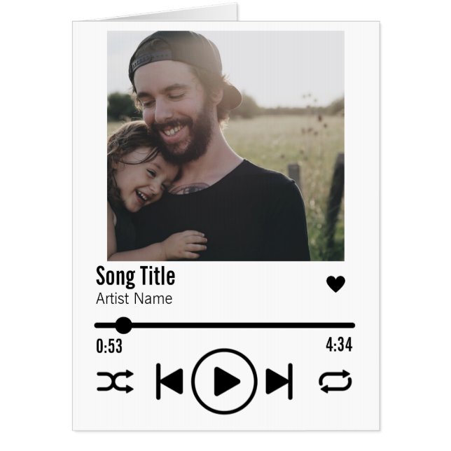 Personalized Dad Photo Song Playlist Greeting Card (Front)