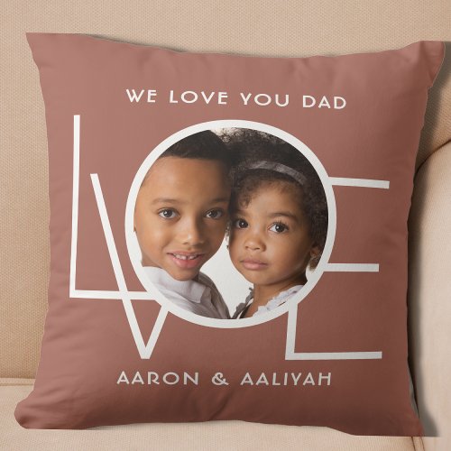 Personalized Dad Photo Throw Pillow