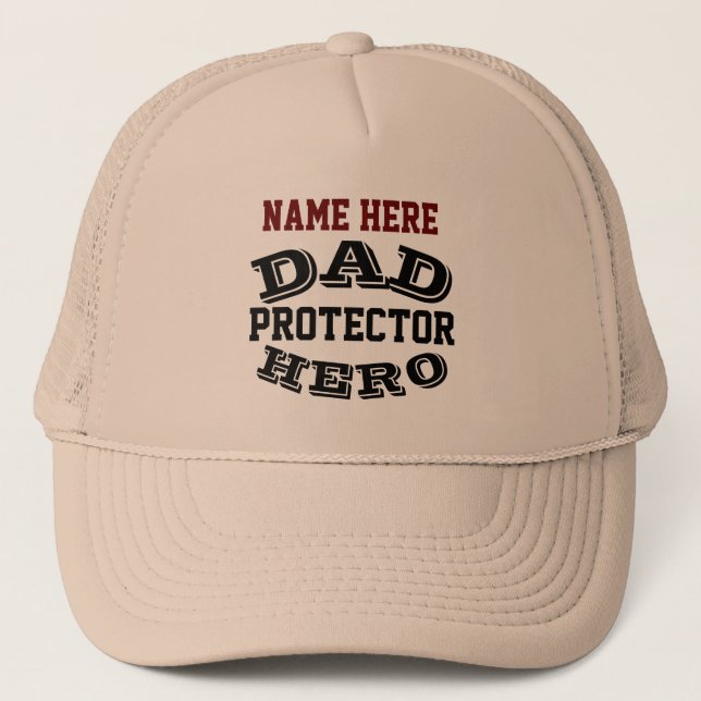 PERSONALIZED DAD PROTECTOR HERO  TRUCKER HAT (Front)