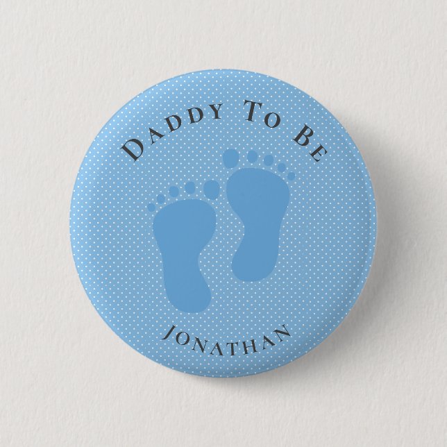 Personalized Dad to Be Blue Dots (Boy) Button (Front)