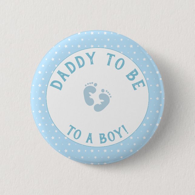 Personalized Dad to Be Boy Feet Stars Button (Front)