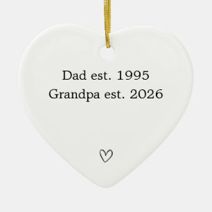 Personalized Dad to Grandpa Heart Ceramic Ornament