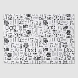 Personalized Dad Typography Black White Tissue Paper