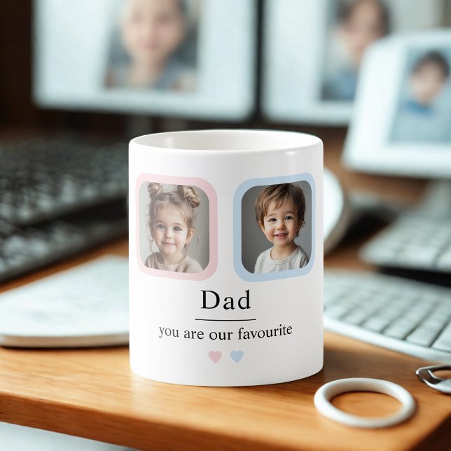 Personalized Dad with 2 Kid Photos Gift Coffee Mug (Creator Uploaded)