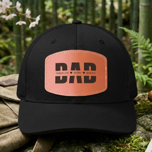 Personalized Dad with Kids’ Names Leather Patch Hat