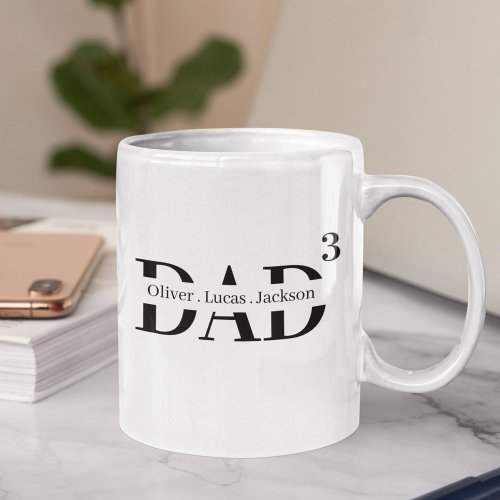 Personalized Dad With Three Children Coffee Mug