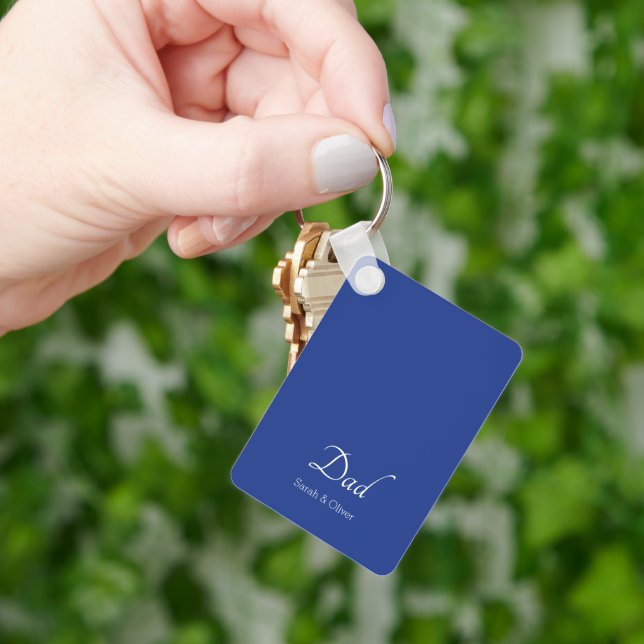 Personalized “Dad” with White Text - Gift for Dad Keychain (Hand)