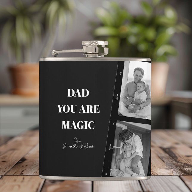 Personalized 'Dad You Are Magic' Two Fathers Photo Flask (Creator Uploaded)