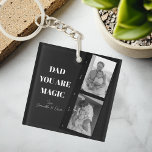 Personalized 'Dad You Are Magic' Two Fathers Photo Keychain<br><div class="desc">Celebrate the magic of fatherhood with our personalized 'Dad You Are Magic' keychain! This unique design features a sleek black background, a cherished photo of two fathers, and the heartfelt message 'Dad You Are Magic.' Add a special touch by customizing it with your kids' names. This high-quality keychain is perfect...</div>