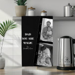 Personalized 'Dad You Are Magic' Two Fathers Photo Kitchen Towel<br><div class="desc">Brighten up the kitchen with our personalized 'Dad You Are Magic' kitchen towels! This unique design features a stylish black background, a cherished photo of two fathers, and the heartfelt message 'Dad You Are Magic.' Add a special touch by customizing it with your kids' names. These high-quality kitchen towels make...</div>