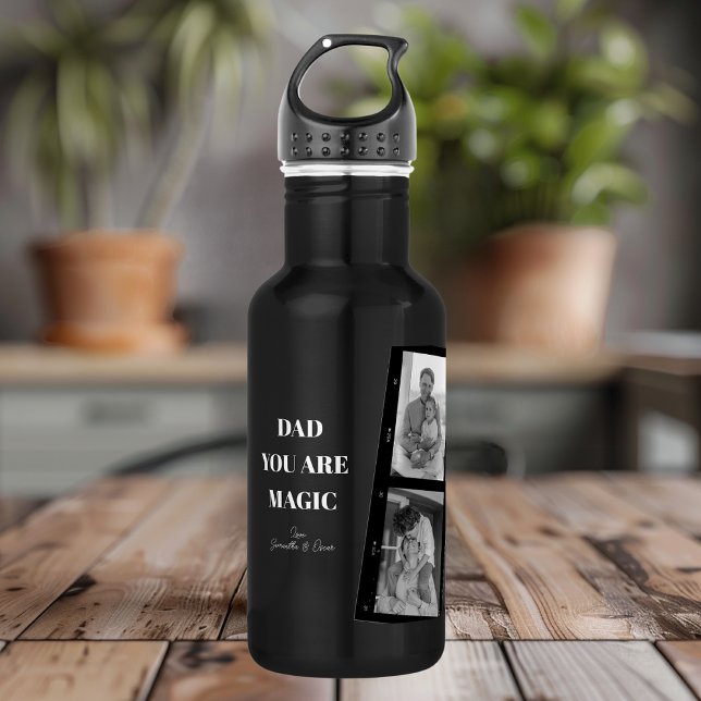 Personalized 'Dad You Are Magic' Two Fathers Photo Stainless Steel Water Bottle (Creator Uploaded)