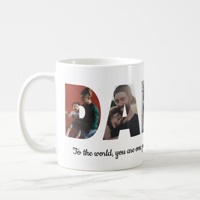 Personalized Daddy 5 Photo Collage Father's Day Coffee Mug