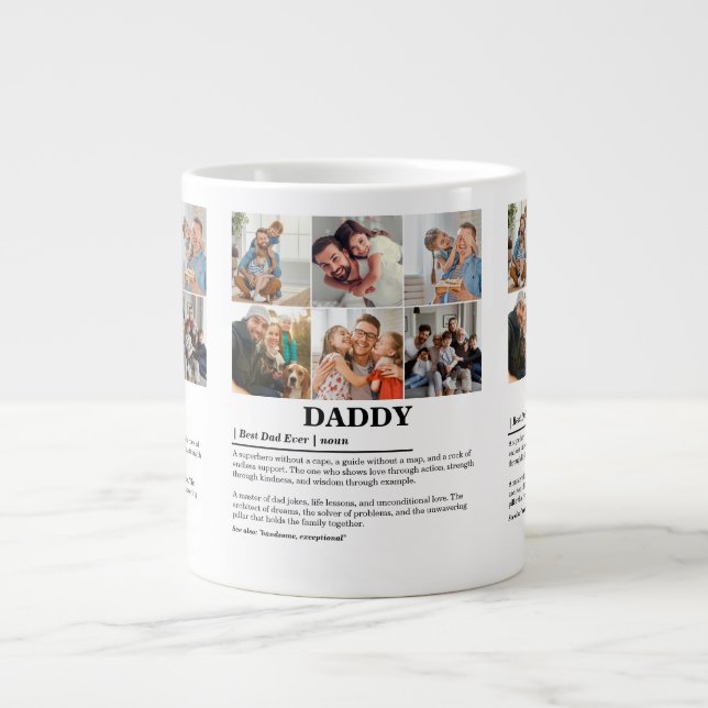 Personalized Daddy Definition 6 Photo Collage Giant Coffee Mug (Front)